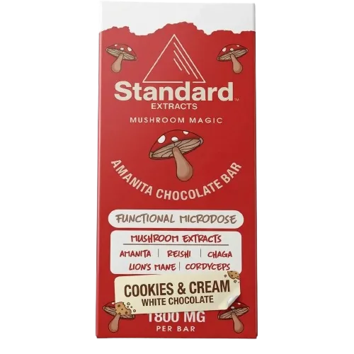 Mushroom chocolate bar, cookies and cream white chocolate