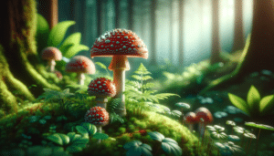 DALL·E-2023-11-20-20.05.22-A-tranquil-and-inviting-image-suitable-for-a-blog-about-Amanita-Mushroom-Gummies.-The-image-should-depict-a-serene-natural-forest-setting-with-lush-gr