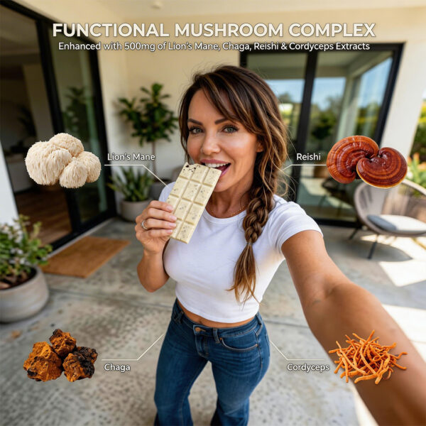 Mushroom Chocolate Bar – Cookies & Cream White Chocolate - Image 2