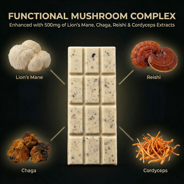 Mushroom Chocolate Bar – Cookies & Cream White Chocolate - Image 3