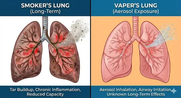 Vape vs Cigarettes: Lungs Comparison